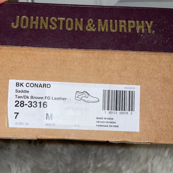 Jonhston & Murphy bk Contad tan/dk brown fg leather shoes Men’s size 7 - Picture 11 of 12